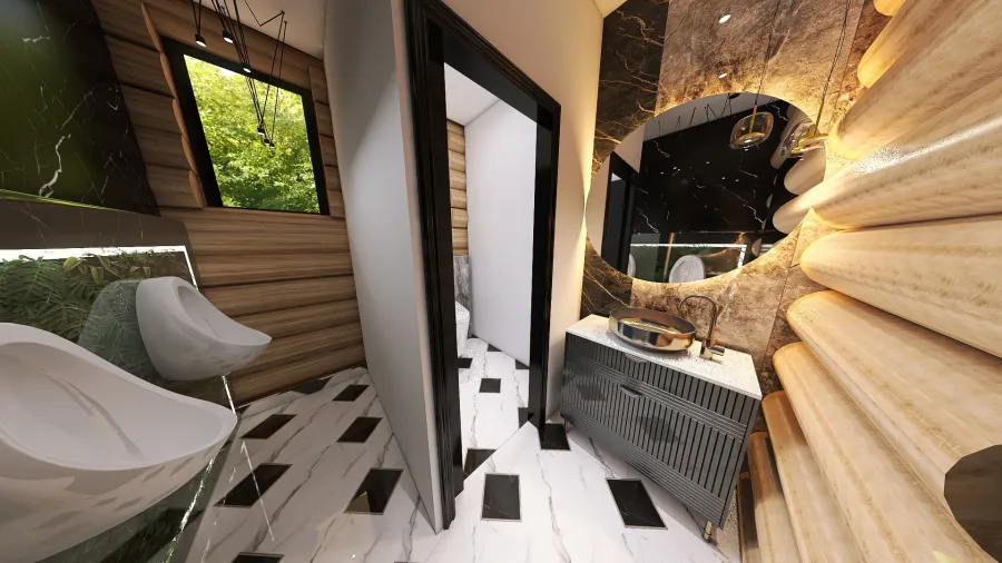 Farmhouse WoodTones Bathroom2 3d design renderings