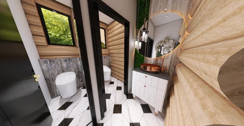 Farmhouse WoodTones Bathroom1 3d design renderings