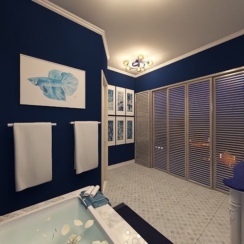 The Teleporting Blue Bathroom 3d design renderings