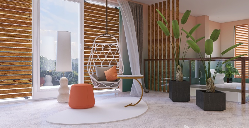 Contemporary ArtDeco Condo in the Tropics Green 3d design renderings