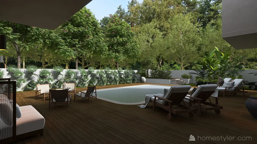 Modern Black Courtyard 3d design renderings