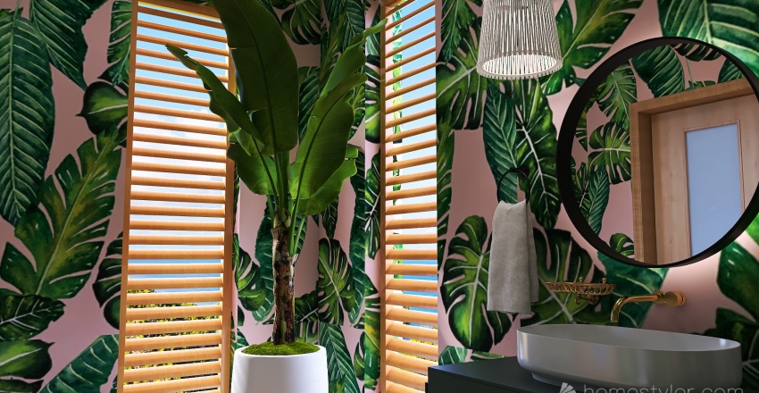 Contemporary ArtDeco Green Bathroom 3d design renderings