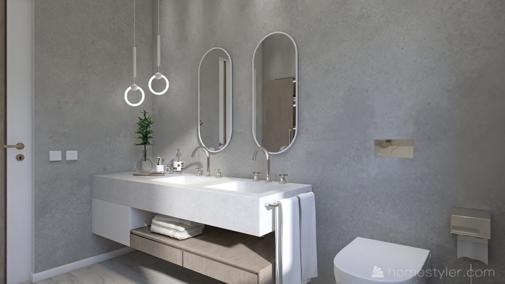 Modern Beige Bathroom 3d design renderings