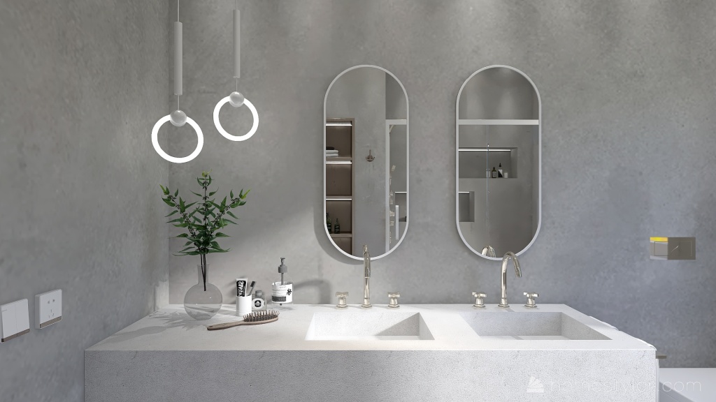 Modern Beige Bathroom 3d design renderings