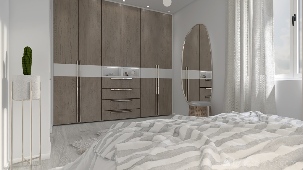 Modern Beige Master Bedroom 3d design renderings