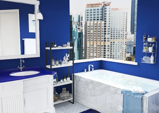 The Teleporting Blue Bathroom Design Rendering