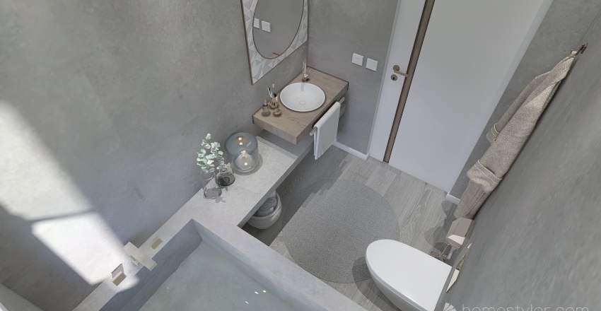 Modern Beige Second Bathroom 3d design renderings