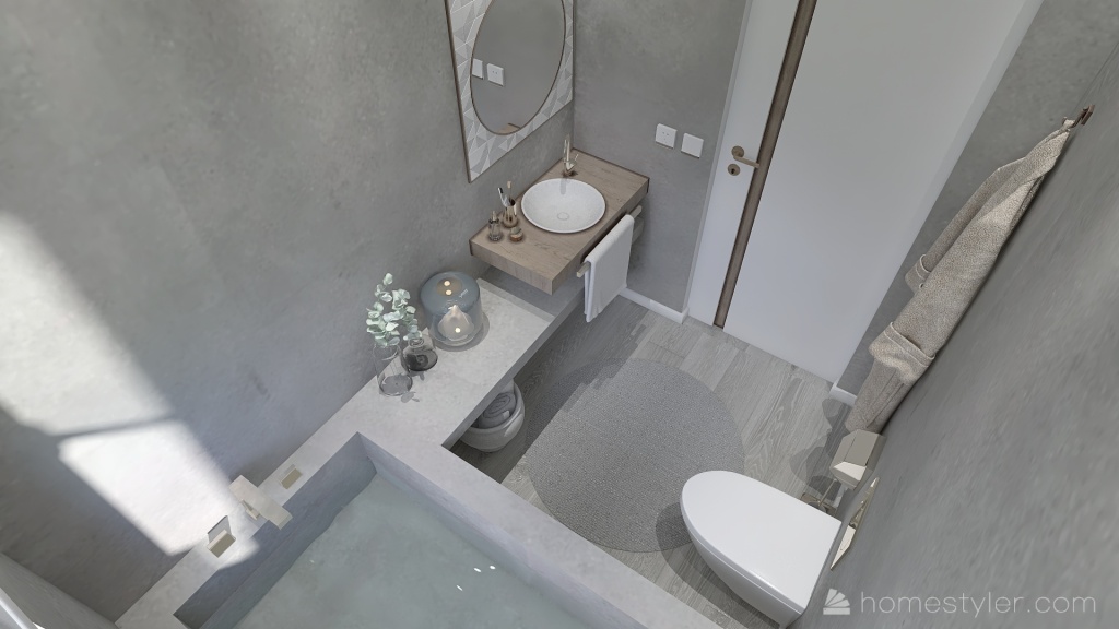 Modern Beige Second Bathroom 3d design renderings