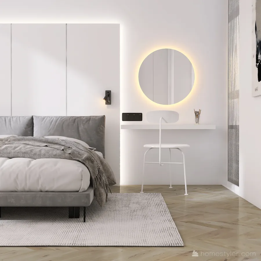 Modern Contemporary SHE LOVE WHITE White Grey 3d design renderings