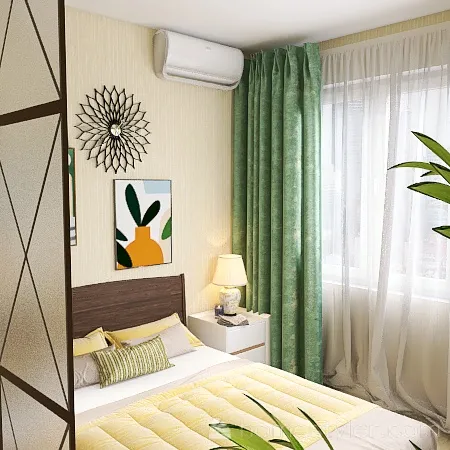 Спальня гостиная Синий диван 3d design renderings