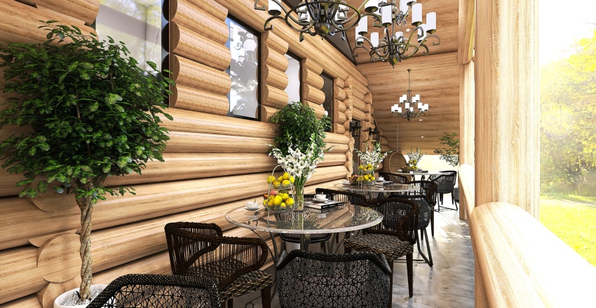 Farmhouse WoodTones Balcony front 3d design renderings