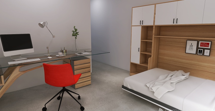 Guest Bedroom/Office 3d design renderings