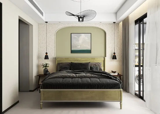 # Vintage Living and Bedroom Design Design Rendering
