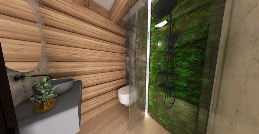 Farmhouse WoodTones Bathroom 3d design renderings