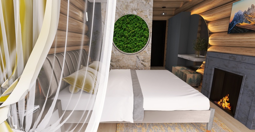 Farmhouse WoodTones Bedroom 3d design renderings
