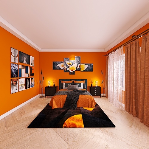 Master Bedroom-Orange 3d design renderings
