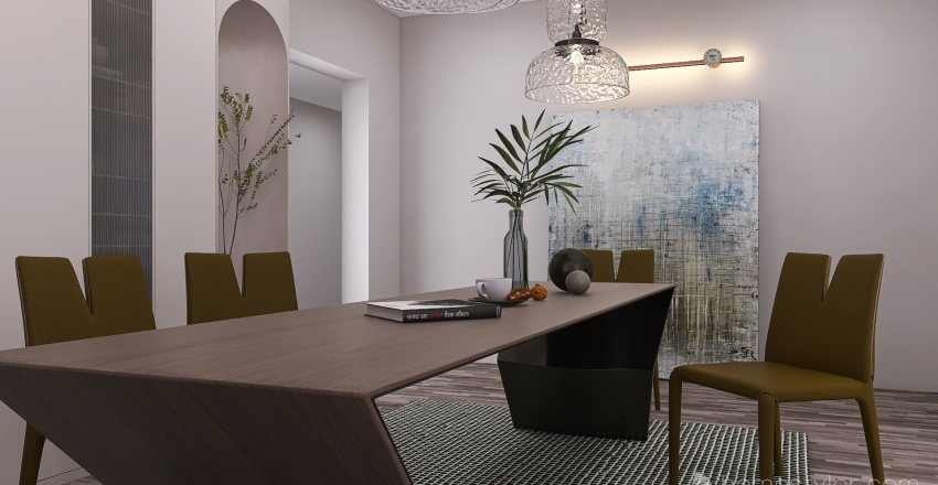 Blue Dining Room 3d design renderings