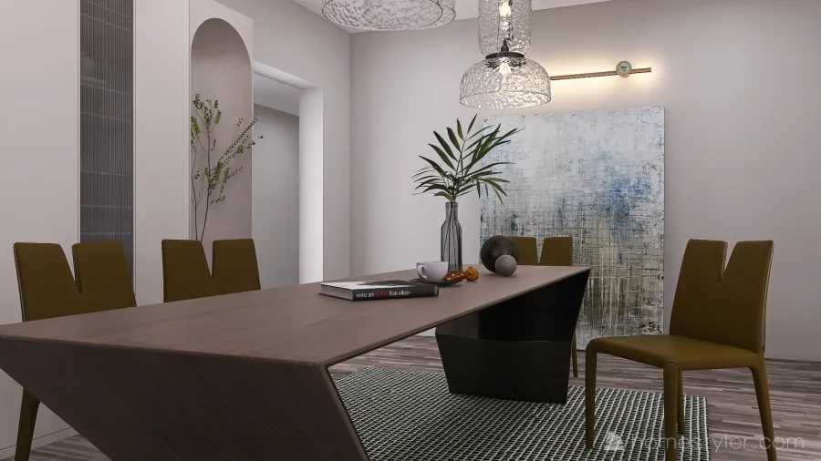 Blue Dining Room 3d design renderings