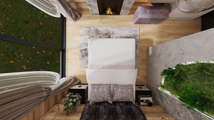 Farmhouse WoodTones Bedroom1 3d design renderings