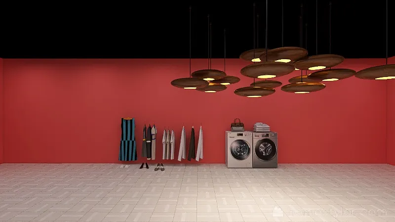 Living, dining, laundry room 3d design renderings
