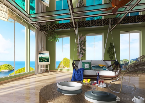 Room 2- Bold Colors and Geometry Design Rendering