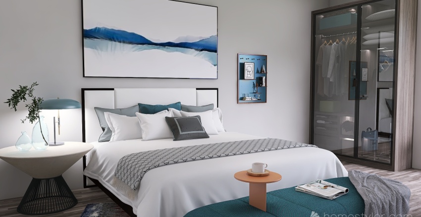 Blue Master Bedroom 3d design renderings