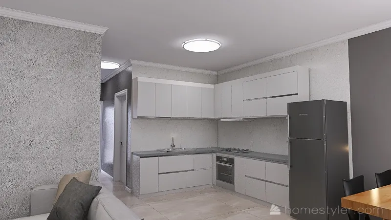 Living and Dining Room e cozinha 3d design renderings