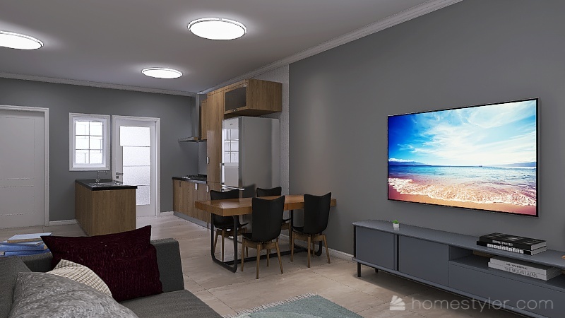 salas de estar,jantar e cozinha 3d design renderings