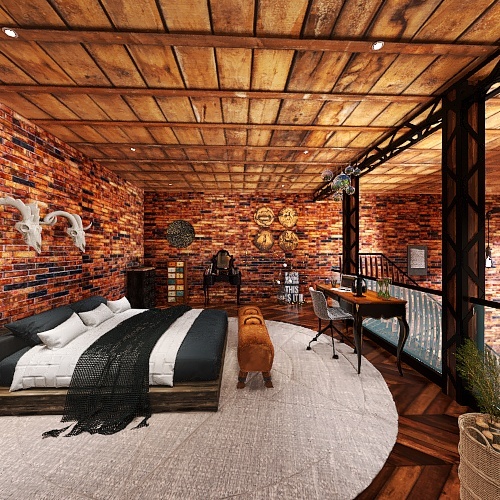 Loft apartment Industrial style 3d design renderings
