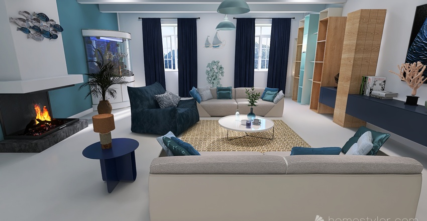 #OceanContest- Sassa Blue Livingroom Interior Design Render