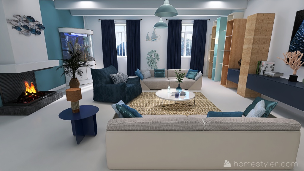 Costal #OceanContest- Sassa Blue Livingroom 3d design renderings