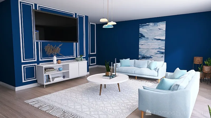 Ocean view living room 3d design renderings