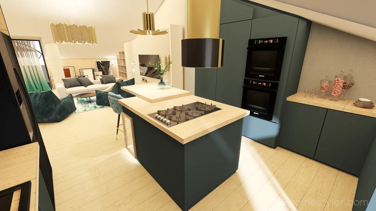 Blue LivingRoom 3d design renderings