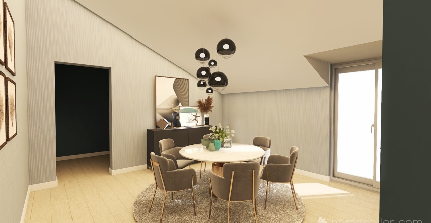 Blue Living Room 3d design renderings