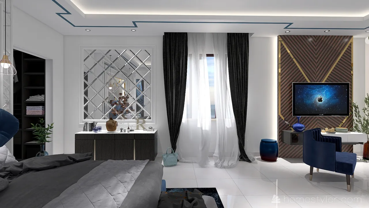 Blue MasterBedroom 3d design renderings