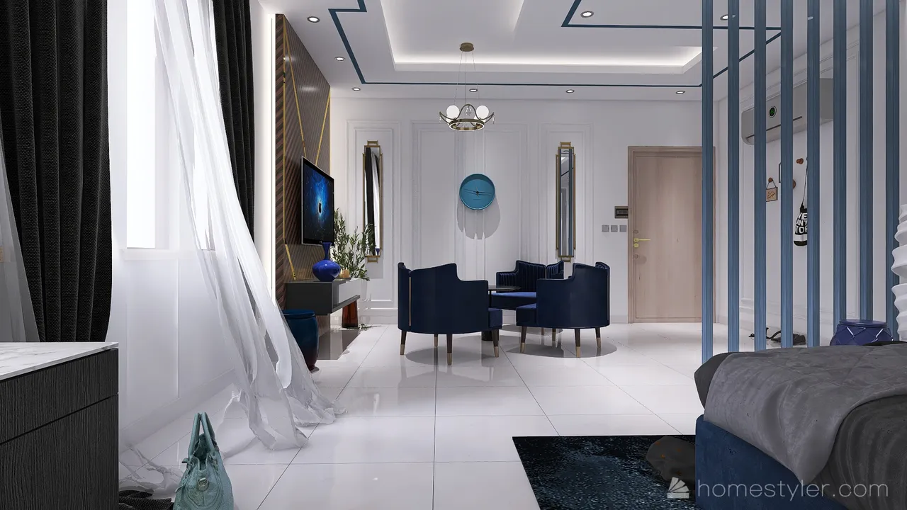 Blue MasterBedroom 3d design renderings