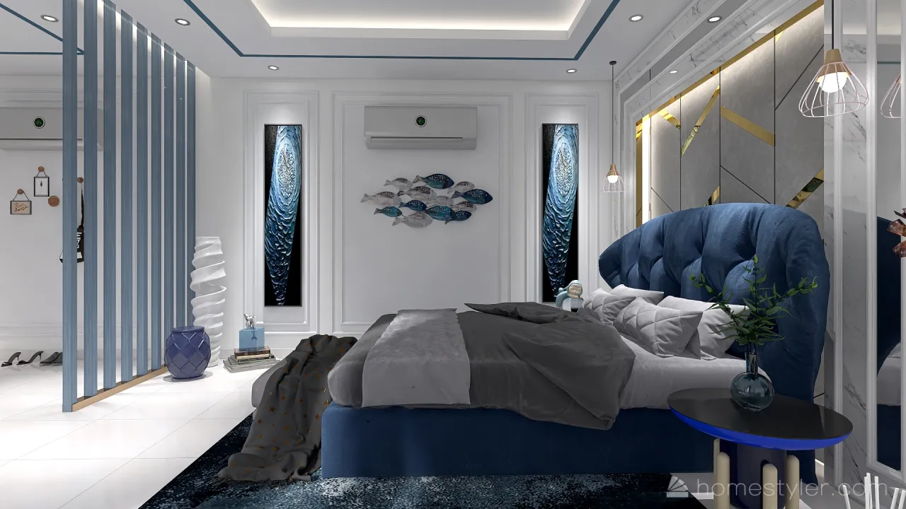 Blue MasterBedroom 3d design renderings