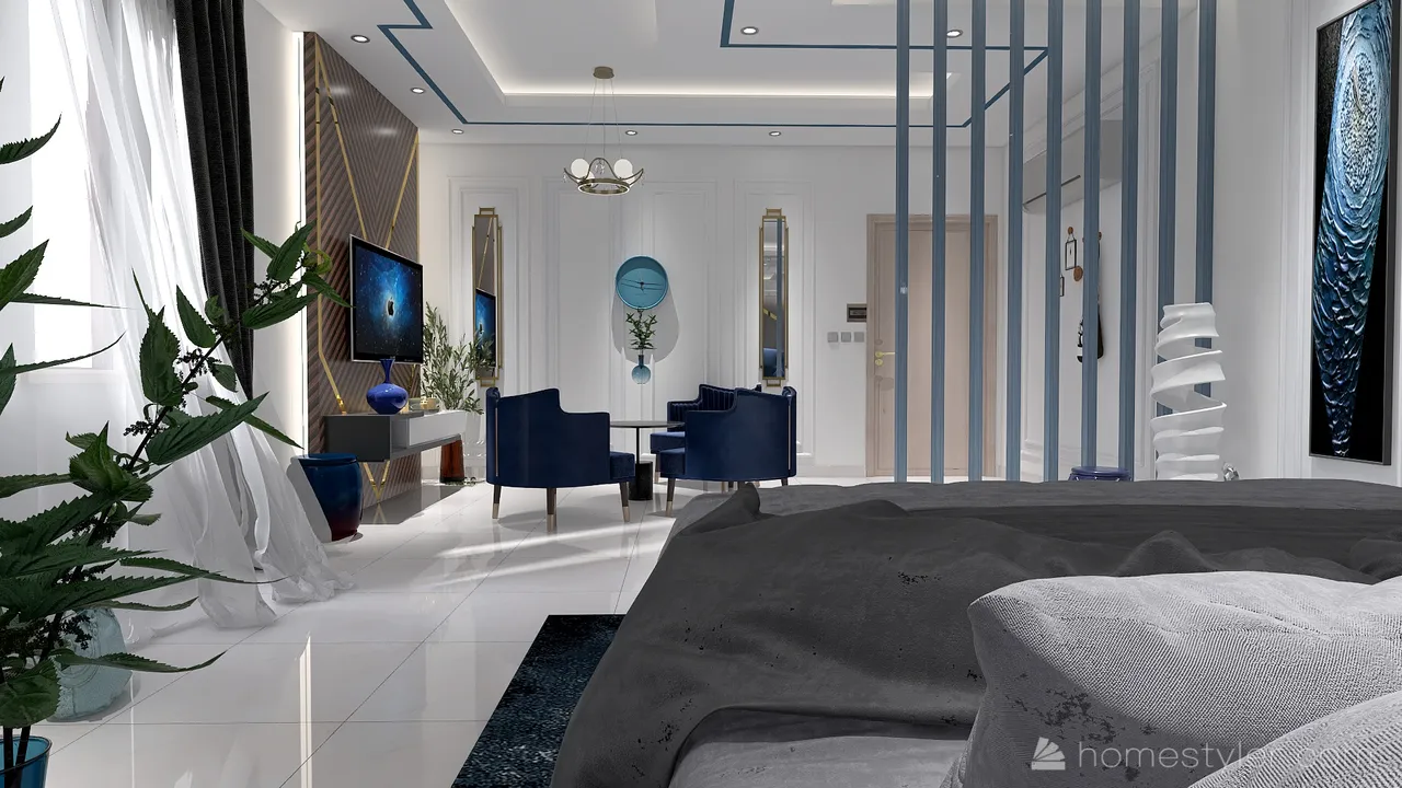 Blue MasterBedroom 3d design renderings