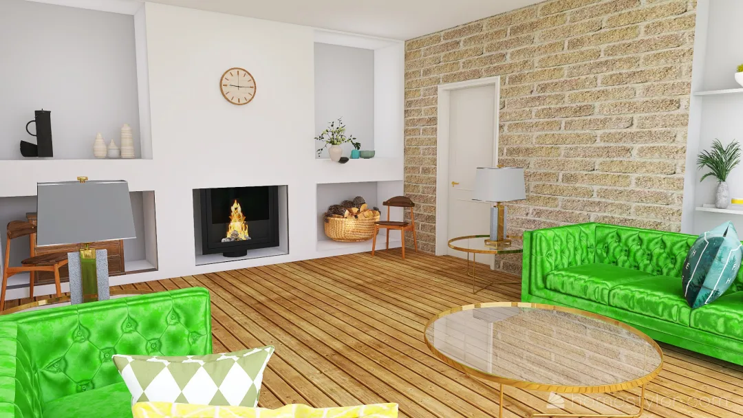 зеленая гостинная 3d design renderings