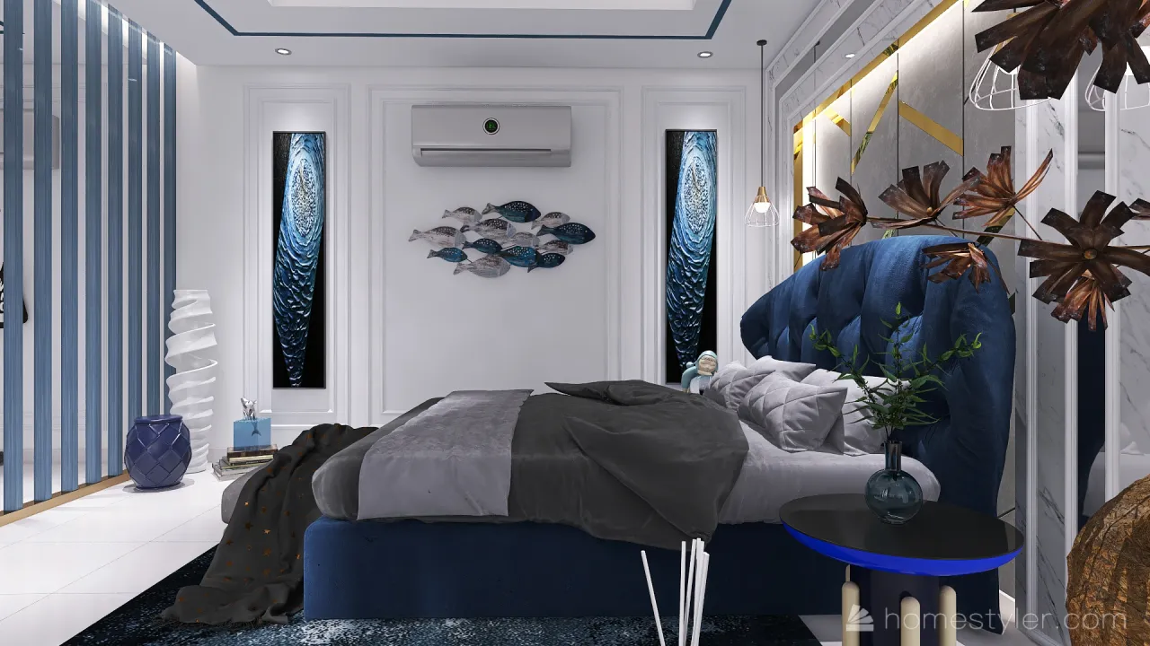 Blue MasterBedroom 3d design renderings
