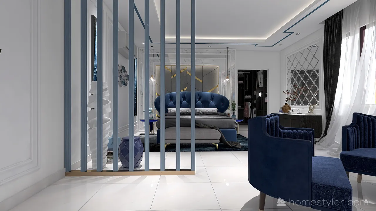 Blue MasterBedroom 3d design renderings