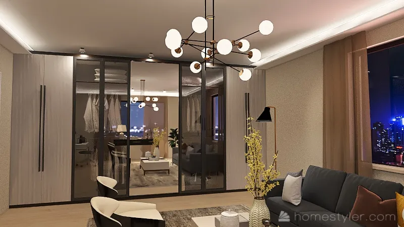 #Modern Classic/ Mid Century Living Room 3d design renderings
