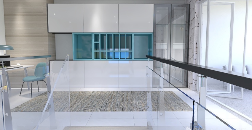 Costal Mediterranean Blue Stairwell 3d design renderings