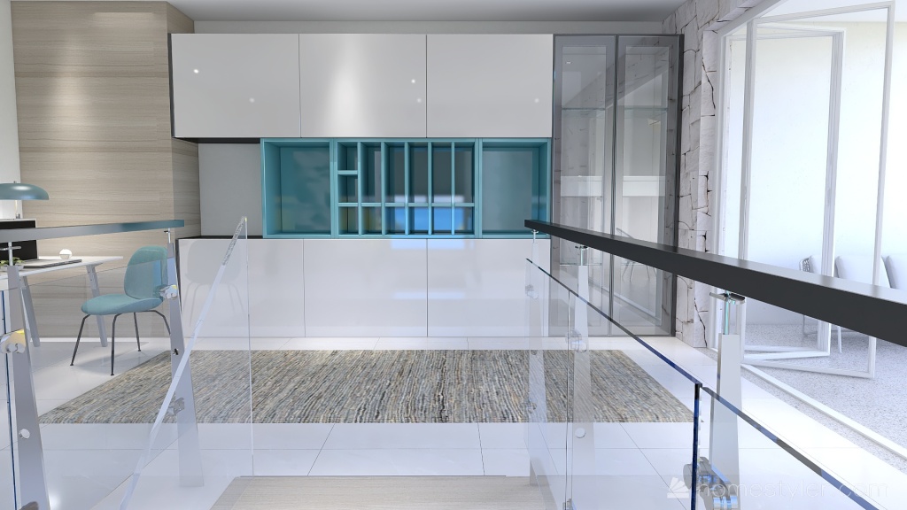 Costal Mediterranean Blue Stairwell 3d design renderings