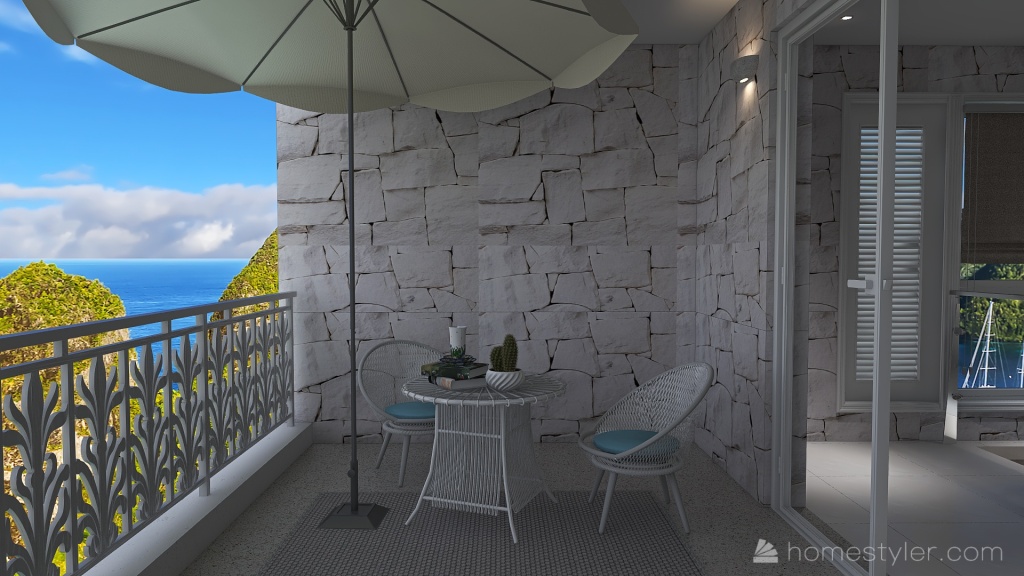 Costal Mediterranean Blue Balcony1 3d design renderings