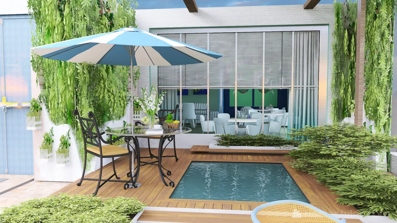 Costal Blue Terrace 3d design renderings