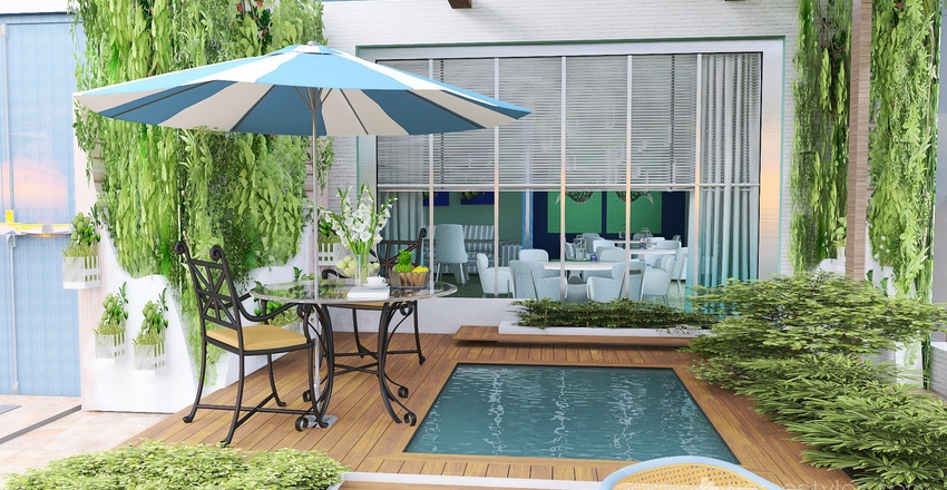 Costal Blue Terrace 3d design renderings