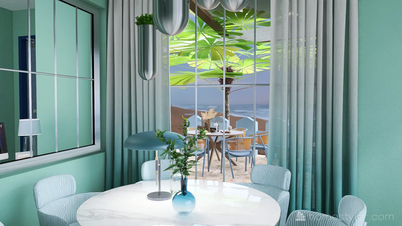 Costal Blue DiningRoom 3d design renderings