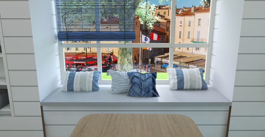 Costal Blue Kitchen & Dining Room 3d design renderings
