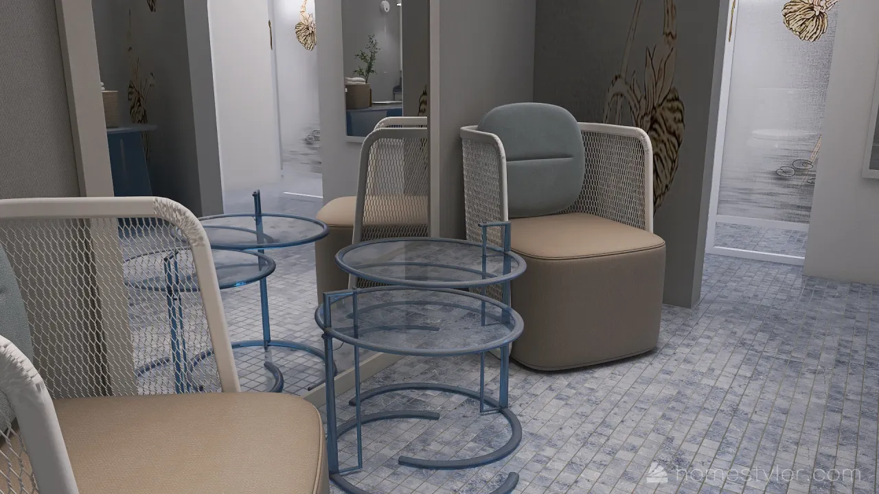 Costal Blue CloakRoom 3d design renderings